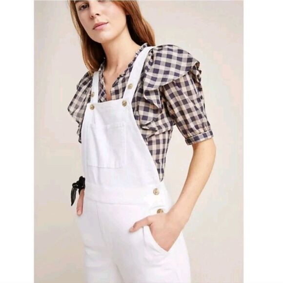 Anthropologie Pilcro and the Letterpress White Distressed Overalls US 25 - Picture 3 of 9